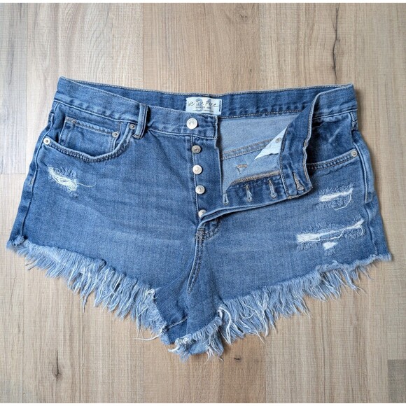 Free People We The Free Size 31 Cut Off Denim Shorts Button Fly Cotton Lot Of 2 - Picture 2 of 13